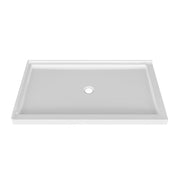 Zitta Shower base 48 x 32, glossy white, in acrylic, wall on the left side, central regular drain, Zitta collection B4832LRELC1 - Plumbing Market