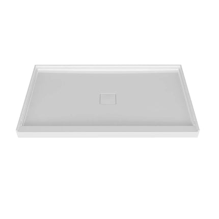 Zitta Shower base 48 x 42, glossy white, in acrylic, alcove, central deco cover, Zitta collection B4842NREAC1 - Plumbing Market