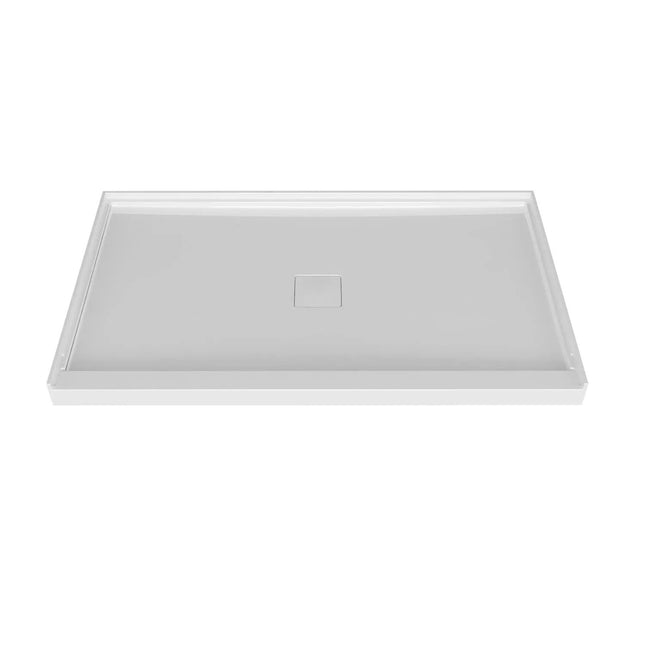 Zitta Shower base 48 x 42, glossy white, in acrylic, alcove, central deco cover, Zitta collection B4842NREAC1 - Plumbing Market