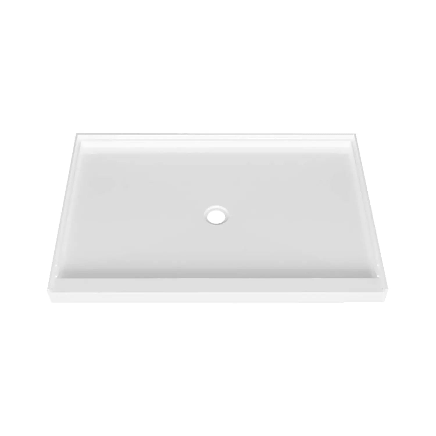Zitta Shower base 48 x 42, glossy white, in acrylic, alcove, central regular drain, Zitta collection B4842LREAC1 - Plumbing Market