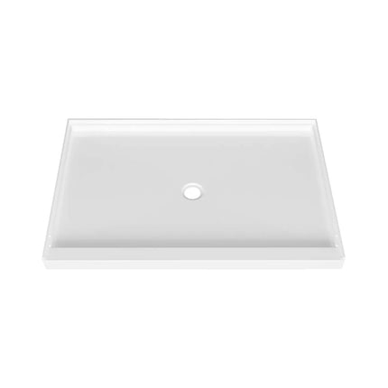 Zitta Shower base 60 x 30, glossy white, in acrylic, alcove, central regular drain, Zitta collection B6030LREAC1 - Plumbing Market