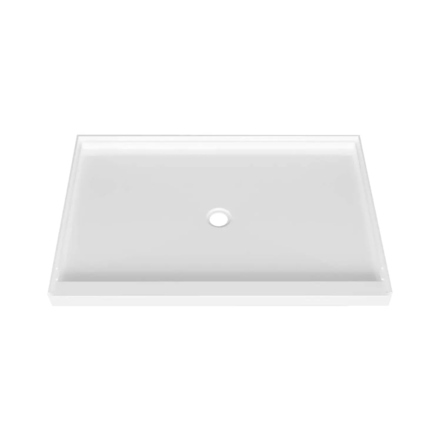 Zitta Shower base 60 x 30, glossy white, in acrylic, alcove, central regular drain, Zitta collection B6030LREAC1 - Plumbing Market