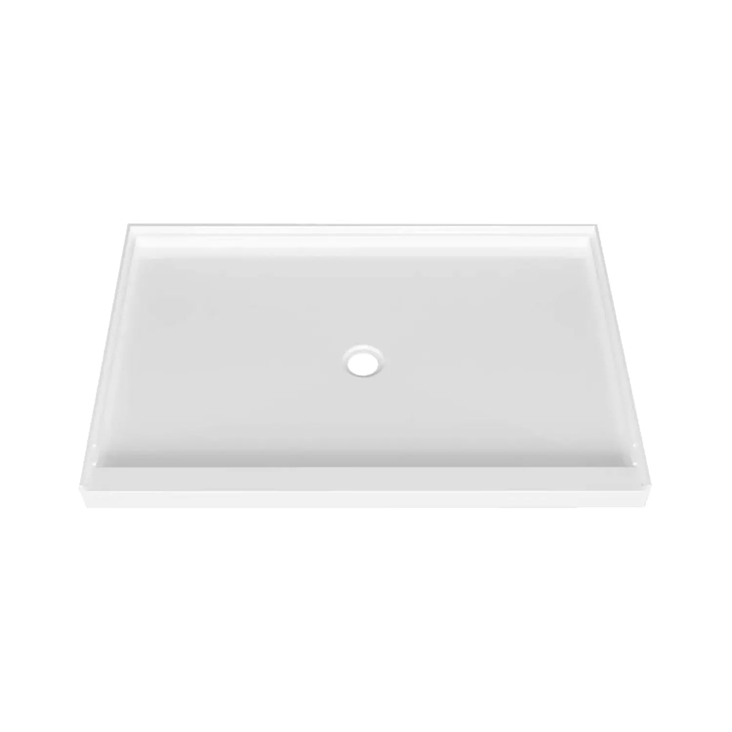 Zitta Shower base 60 x 32, glossy white, in acrylic, alcove, central regular drain, Zitta collection B6032LREAC1 - Plumbing Market