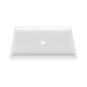 Zitta Shower base 60 x 32, glossy white, in acrylic, alcove, central regular drain, Zitta collection B6032LREAC1 - Plumbing Market