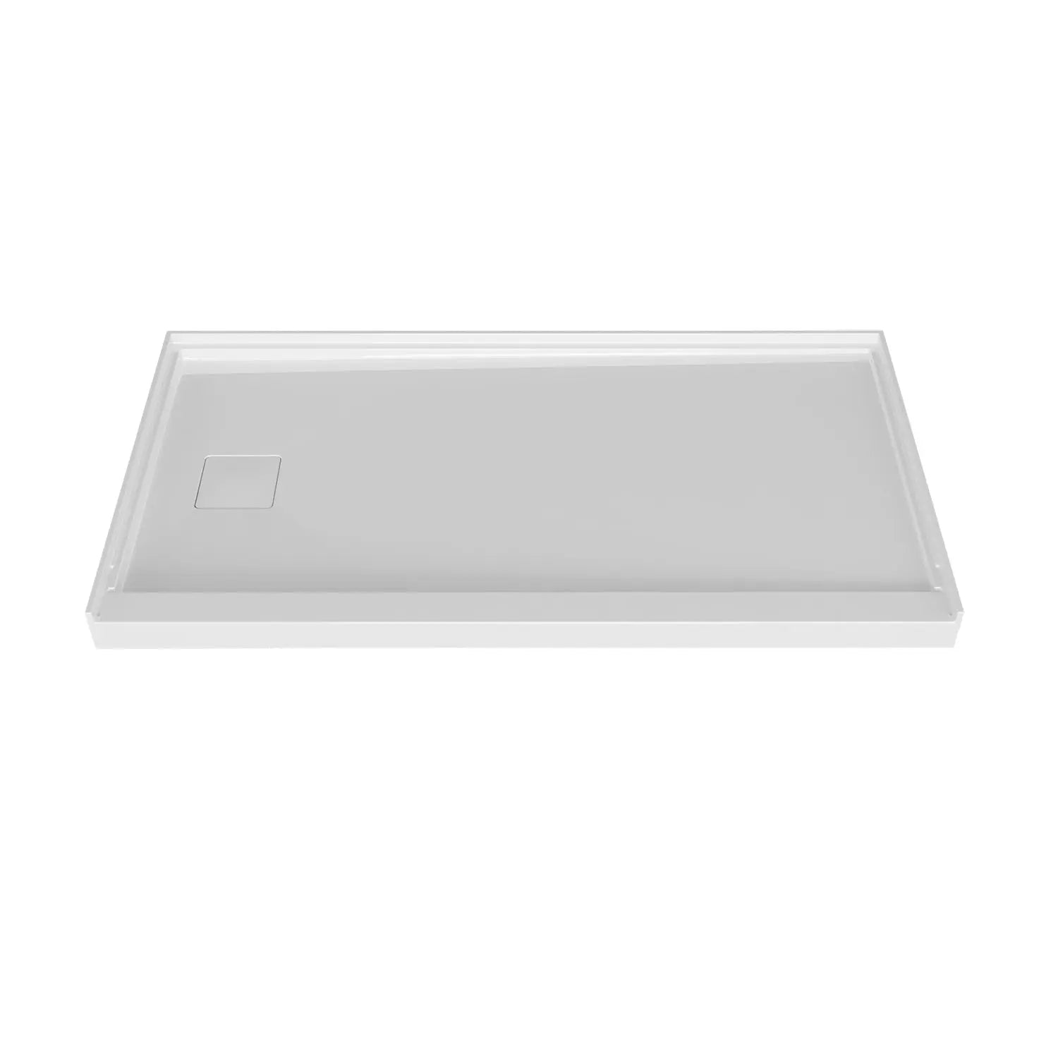 Zitta Shower base 60 x 32, glossy white, in acrylic, alcove, left side deco cover, Zitta collection B6032NREAL1 - Plumbing Market