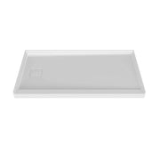 Zitta Shower base 60 x 32, glossy white, in acrylic, alcove, left side deco cover, Zitta collection B6032NREAL1 - Plumbing Market