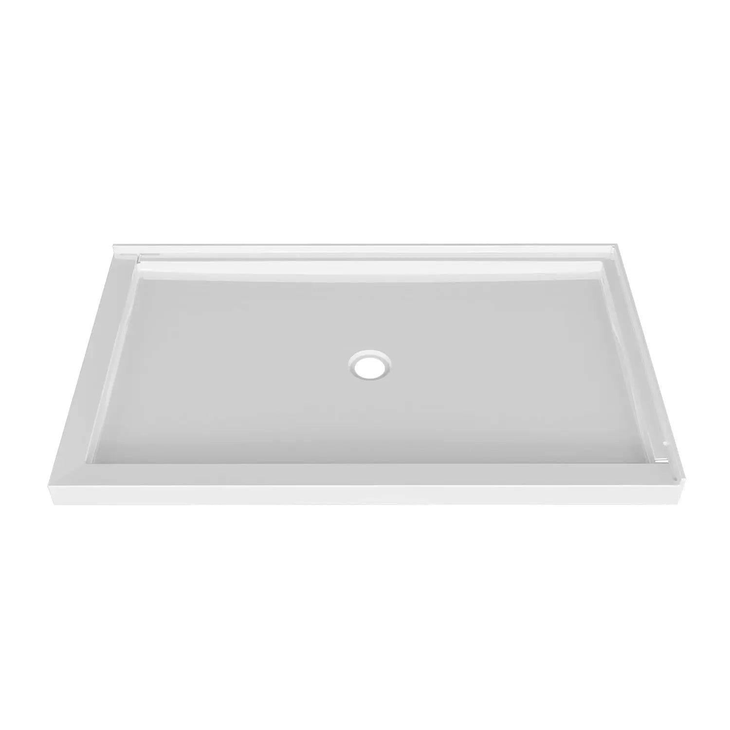 Zitta Shower base 60 x 32, glossy white, in acrylic, wall on the right side, central regular drain, Zitta collection B6032LRERC1 - Plumbing Market