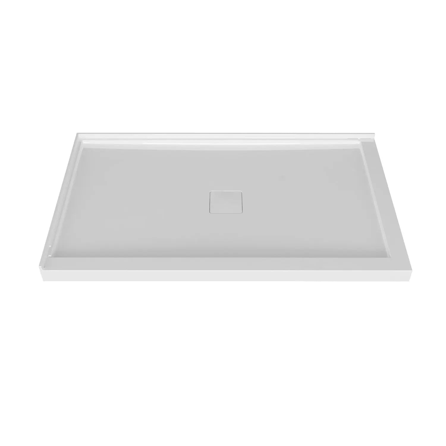 Zitta Shower base 60 x 36, glossy white, in acrylic, wall on the left side, central deco cover, Zitta collection B6036NRELC1 - Plumbing Market