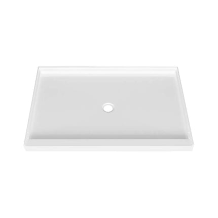 Zitta Shower base 60 x 42, glossy white, in acrylic, alcove, central regular drain, Zitta collection B6042LREAC1 - Plumbing Market