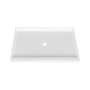 Zitta Shower base 60 x 42, glossy white, in acrylic, alcove, central regular drain, Zitta collection B6042LREAC1 - Plumbing Market