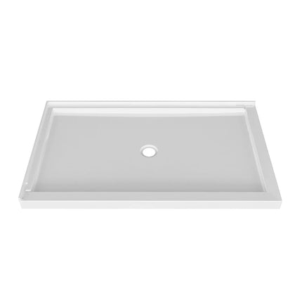 Zitta Shower base 60 x 42, glossy white, in acrylic, wall on the left side, central regular drain, Zitta collection B6042LRELC1 - Plumbing Market