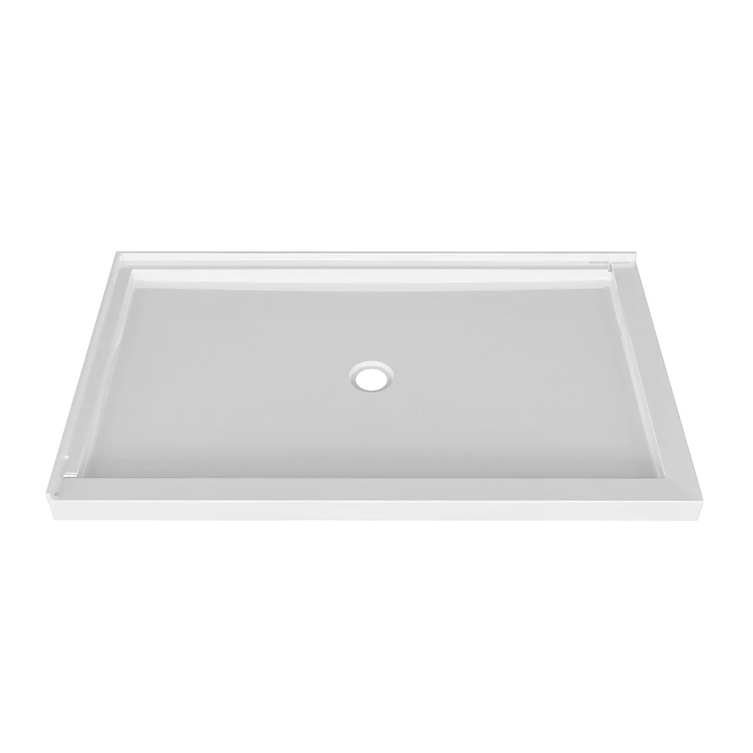 Zitta Shower base 60 x 42, glossy white, in acrylic, wall on the left side, central regular drain, Zitta collection B6042LRELC1 - Plumbing Market