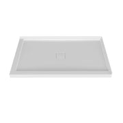 Zitta Shower base 60 x 42, glossy white, in acrylic, wall on the right side, central deco cover, Zitta collection B6042NRERC1 - Plumbing Market