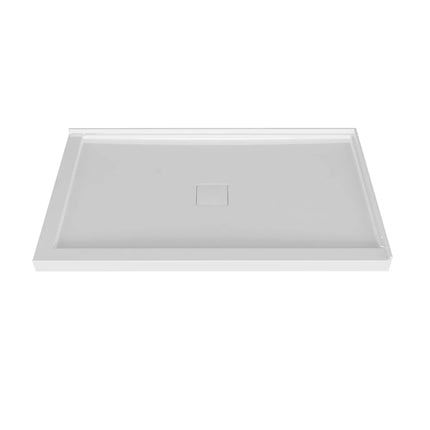 Zitta Shower base 72 x 36, glossy white, in acrylic, wall on the right side, central deco cover, Zitta collection B7236NRERC1 - Plumbing Market