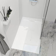 Zitta Shower base Liss 48 x 36, glossy white, in acrylic, wall on the right side, drain on the right side, with integrated decorative drain cover, Zitta collection B4836LREG1RI - Plumbing Market