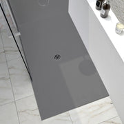 Zitta Shower base Slate 48 x 32, concrete grey, in stone powder, wall at the back, central deco cover, Zitta collection B4832RRET6JWA - Plumbing Market