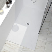 Zitta Shower base Slate 60 x 42, white, in stone powder, wall on the right side, central deco cover, Zitta collection B6042RRET5JRI - Plumbing Market