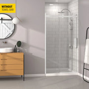 Zitta Shower door Bellini  in alcove, 48", without towel bar, sliding door, matte white frame and clear glass, Zitta collection DB14800ASTC11 - Plumbing Market