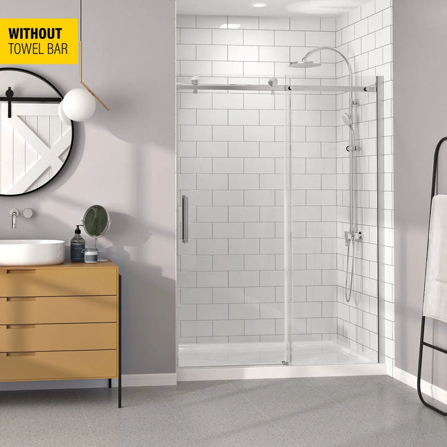Zitta Shower door Bellini  in alcove, 60", without towel bar, sliding door, chrome frame and clear glass, Zitta collection DB16000ASTC21 - Plumbing Market