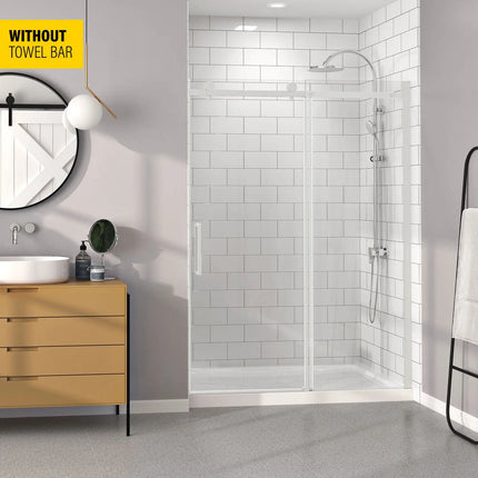 Zitta Shower door Bellini  in alcove, 60", without towel bar, sliding door, matte white frame and clear glass, Zitta collection DB16000ASTC11 - Plumbing Market