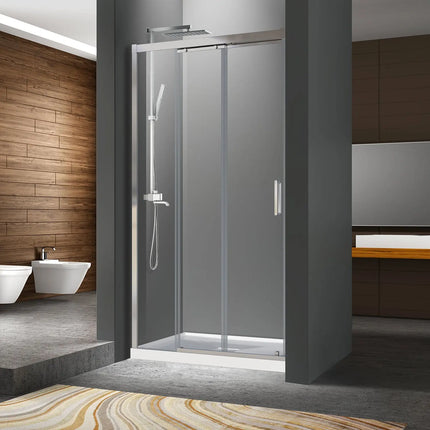 Zitta Shower door Caldara in alcove, 42", Sliding, chrome frame and clear glass, Zitta collection DCL4200ASTC21 - Plumbing Market