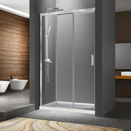 Zitta Shower door Caldara in alcove, 48", Sliding, chrome frame and clear glass, Zitta collection DCL4800ASTC21 - Plumbing Market