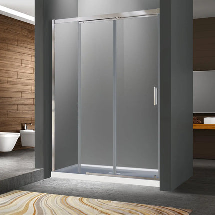 Zitta Shower door Caldara in alcove, 54", Sliding, chrome frame and clear glass, Zitta collection DCL5400ASTC21 - Plumbing Market