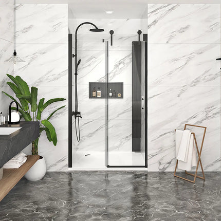 Zitta Shower door Infinite in alcove, 48", Sliding, matte black frame and clear glass, Zitta collection DIF4800ASTC71 - Plumbing Market