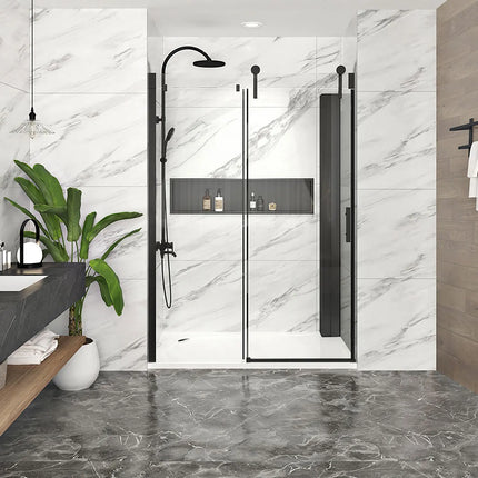 Zitta Shower door Infinite in alcove, 60", Sliding, matte black frame and clear glass, Zitta collection DIF6000ASTC71 - Plumbing Market
