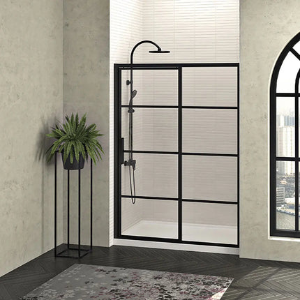 Zitta Shower door Mecanex in alcove, 60", Sliding, matte black frame and clear glass, Zitta collection DMC6000ASTG76 - Plumbing Market