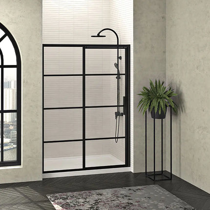 Zitta Shower door Mecanex in alcove, 60", Sliding, matte black frame and clear glass, Zitta collection DMC6000ASTH76 - Plumbing Market
