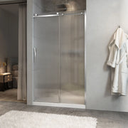 Zitta Shower door Minia alcove, 48", sliding, chrome frame and fluted glass, Zitta collection DMN4800ASTG23 - Plumbing Market