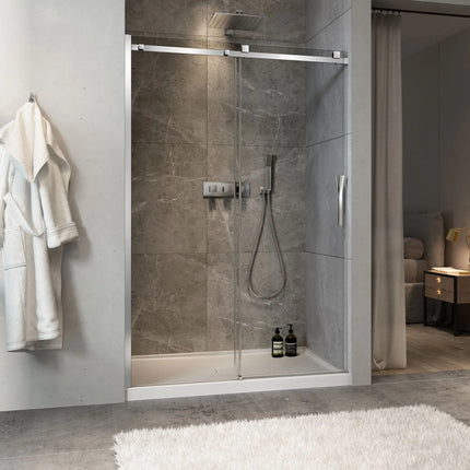 Zitta Shower door Minia alcove, 54", sliding, chrome frame and clear glass, Zitta collection DMN5400ASTC21 - Plumbing Market