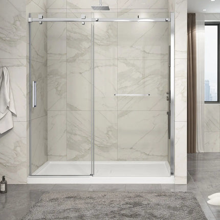 Zitta Shower door Piazza 2.0 in alcove, 72", towel bar inlcuded, sliding door, chrome frame and clear glass, Zitta collection DP27200ASTC21 - Plumbing Market