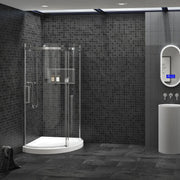Zitta Shower door Piazza in a corner round, 36" x 36", sliding, chrome frame and clear glass, Zitta collection DPA3636NRDG21 - Plumbing Market
