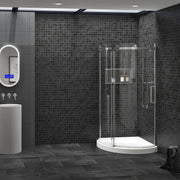 Zitta Shower door Piazza in a corner round, 36" x 36", sliding, chrome frame and clear glass, Zitta collection DPA3636NRDH21 - Plumbing Market