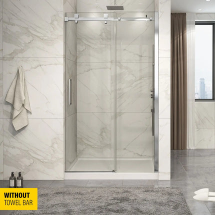 Zitta Shower door Piazza in alcove, 48", without towel bar, sliding door, chrome frame and clear glass, Zitta collection DP14800ASTC21 - Plumbing Market