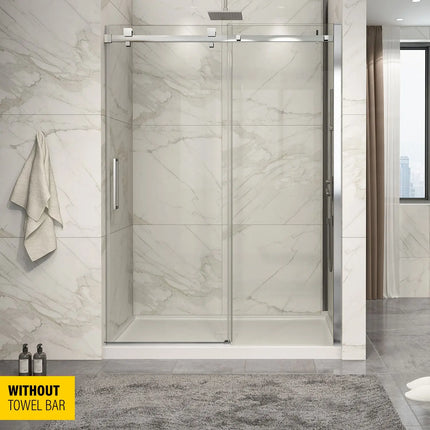 Zitta Shower door Piazza in alcove, 60", without towel bar, sliding door, chrome frame and clear glass, Zitta collection DP16000ASTC21 - Plumbing Market