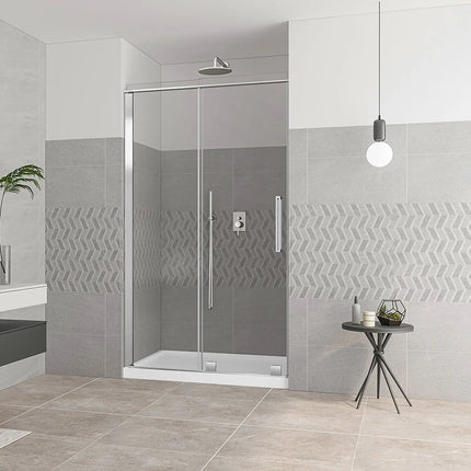 Zitta Shower door Quadro in alcove, 48", Rolling, chrome frame and clear glass, Zitta collection DQA4800ASTC21 - Plumbing Market