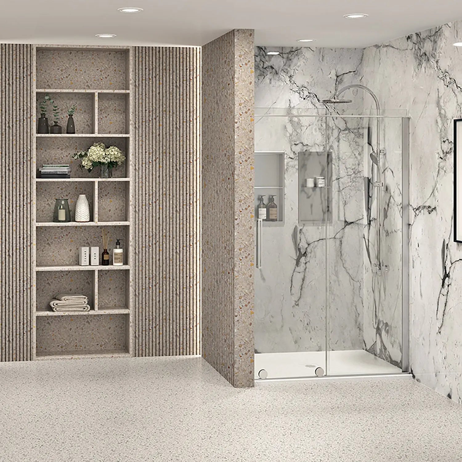 Zitta Shower door Slim Alcove, 48", Rolling, chrome frame and clear glass, Zitta collection DSI4800ASTC21 - Plumbing Market