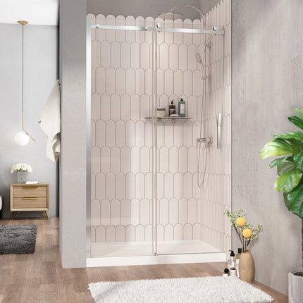 Zitta Shower door Vaia alcove, 48", sliding, chrome frame and clear glass, Zitta collection DVI4800ASTC21 - Plumbing Market