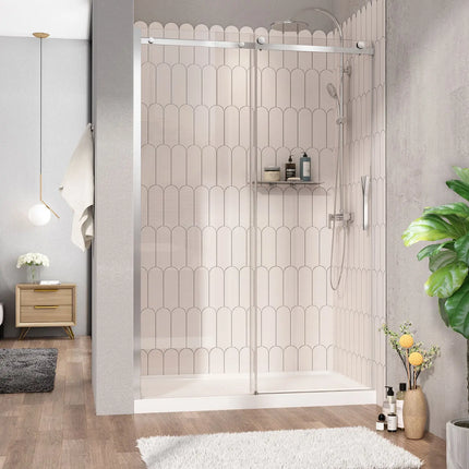 Zitta Shower door Vaia alcove, 54", sliding, chrome frame and clear glass, Zitta collection DVI5400ASTC21 - Plumbing Market