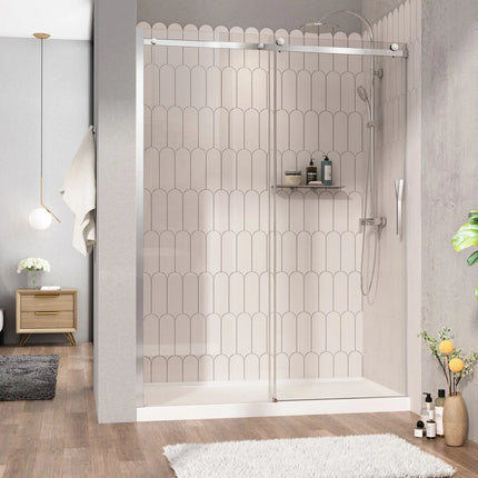 Zitta Shower door Vaia alcove, 60", sliding, chrome frame and clear glass, Zitta collection DVI6000ASTC21 - Plumbing Market