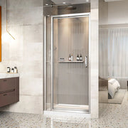 Zitta Shower door Xenia in alcove rectangular offset door, 42", Pivoting, chrome frame and clear glass, Zitta collection DXN4200ASTC21 - Plumbing Market