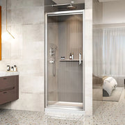Zitta Shower door Xenia in alcove, 36", Pivoting, chrome frame and clear glass, Zitta collection DXN3600ASTC21 - Plumbing Market