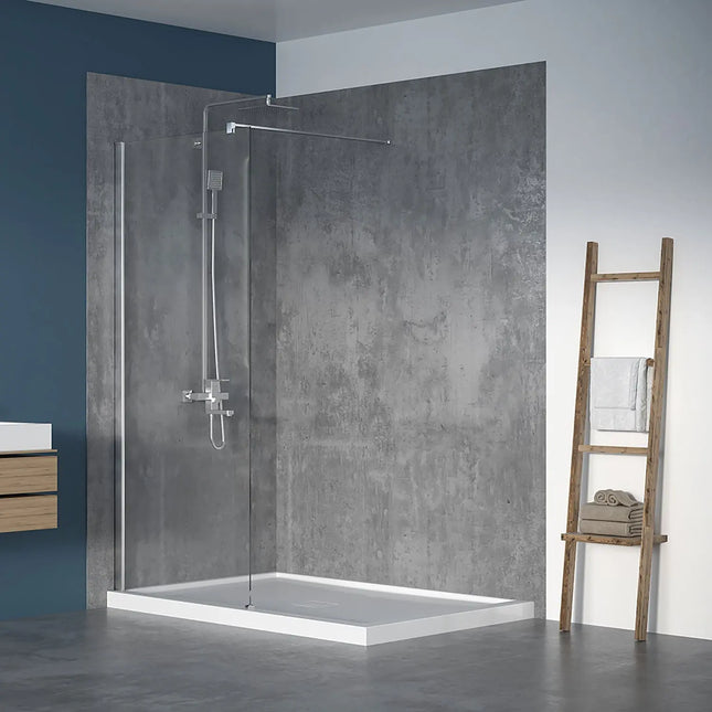 Zitta Shower screen Walk-in alcove installation, 36", Fixed, chrome frame and clear glass, Zitta collection DWL3600DSTX21 - Plumbing Market