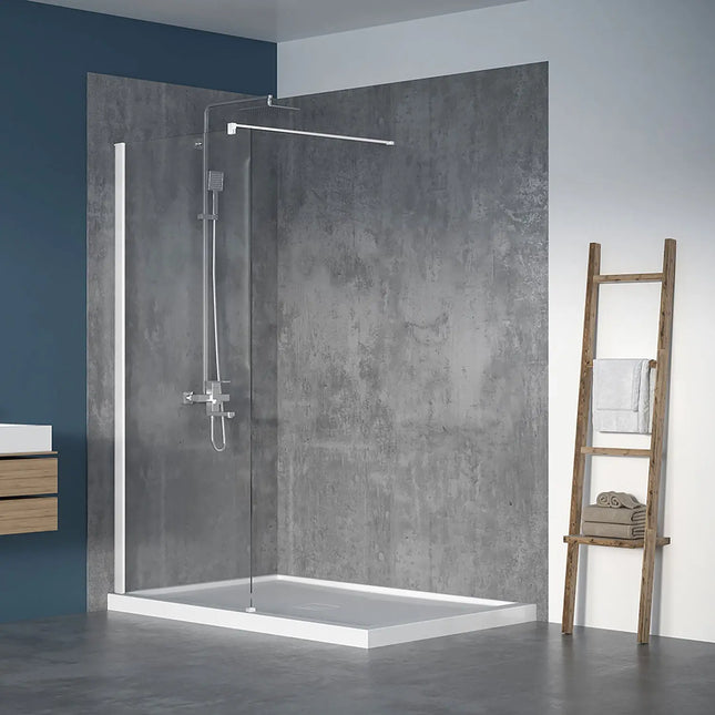 Zitta Shower screen Walk-in alcove installation, 36", Fixed, matte white frame and clear glass, Zitta collection DWL3600DSTX11 - Plumbing Market