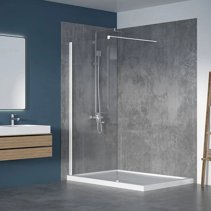 Zitta Shower screen Walk-in alcove installation, 42", Fixed, matte white frame and clear glass, Zitta collection DWL4200DSTX11 - Plumbing Market