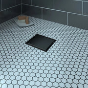 Zitta Square matte black grate 6" x 6" reversible, solid or to tile, for shower, Zitta collection AD0606CLB17 - Plumbing Market
