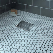Zitta Square stainless steel grate 8" x 8" linear pattern, for shower, Zitta collection AD0808CLC16 - Plumbing Market